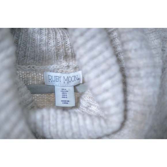 Ruby Moon Gray Wool Alpaca Blend Chunky Oversized Turtleneck Sweater SZ L - Picture 5 of 7